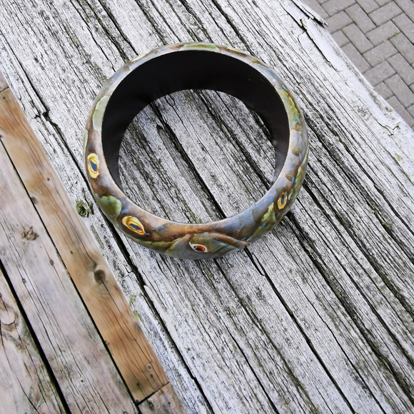 Hand-painted Wooden Snake Bangle Bracelet - Picture 9 of 14